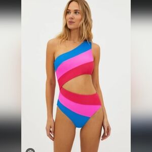 Beach Riot 💞💯 Joyce One-Piece Swimsuit in Orchid Colorblock Small NWT